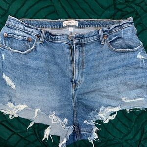 Abercrombie Denim Distressed High-Waist Women’s Shorts - Blue